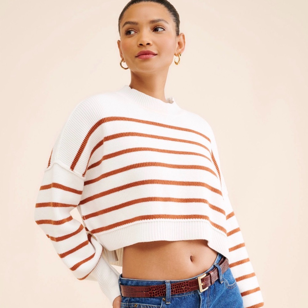 Free People Easy Street Cropped Striped Pullover Sweater